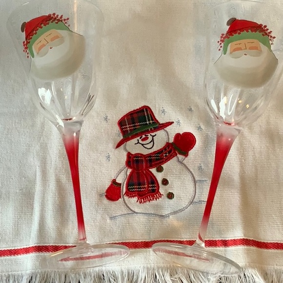 2 Elegant Holiday Vietri Old St Nick Handcrafted Retired Long Stem Wine NWT - Picture 5 of 11